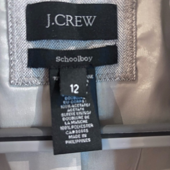 J CREW Sz 12 Blazer Schoolboy Pockets Lined Crinkled Fabric Shoulder Pads - Picture 3 of 10